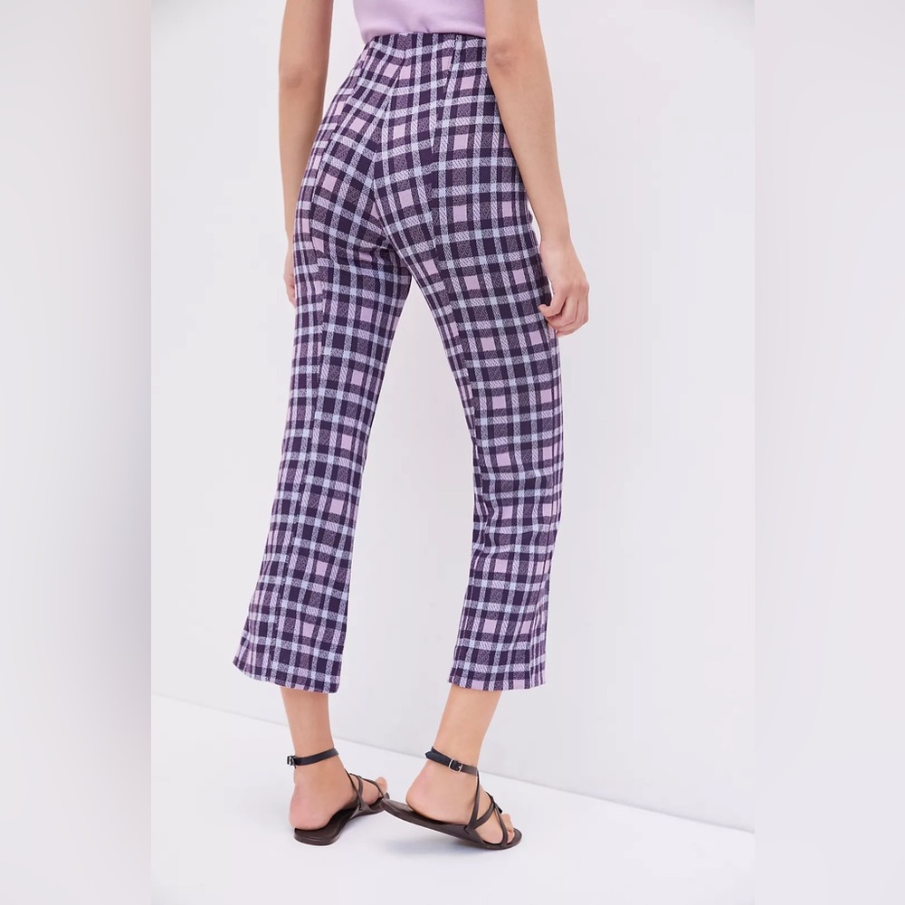 Maeve from Anthropologie Women’s Cropped Flare Pants in Purple Plaid, Size XS - Picture 3 of 13